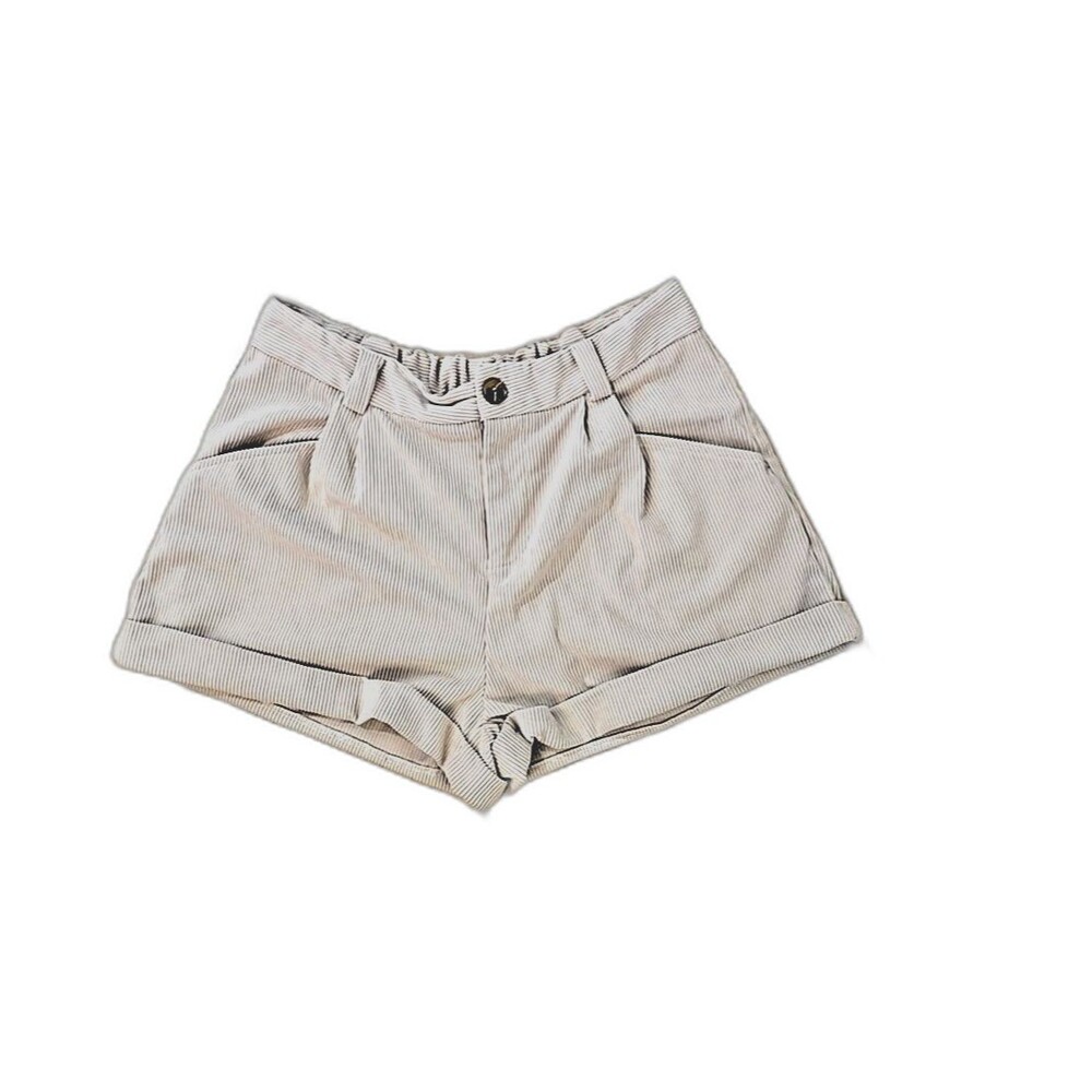 Pleated Front Wide Wale Corduroy Shorts Womens Sz XL Pockets Preppy Cream Oxford